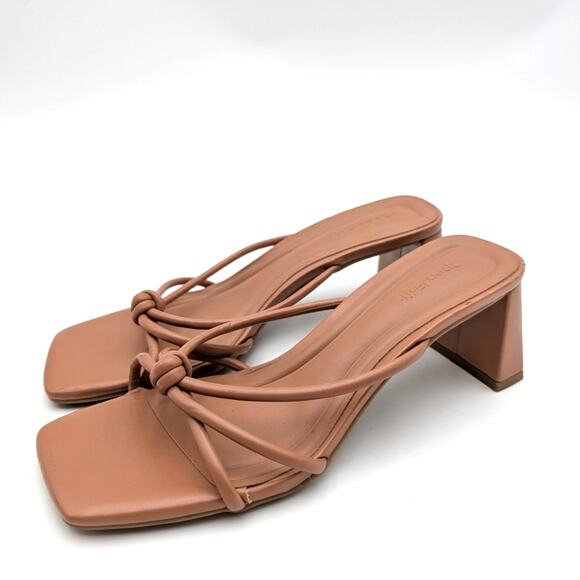 Open Edit Jamie Block Heel Sandals Open Toe Women's Tan Cashew Size US6M EU36.5 - Picture 1 of 10